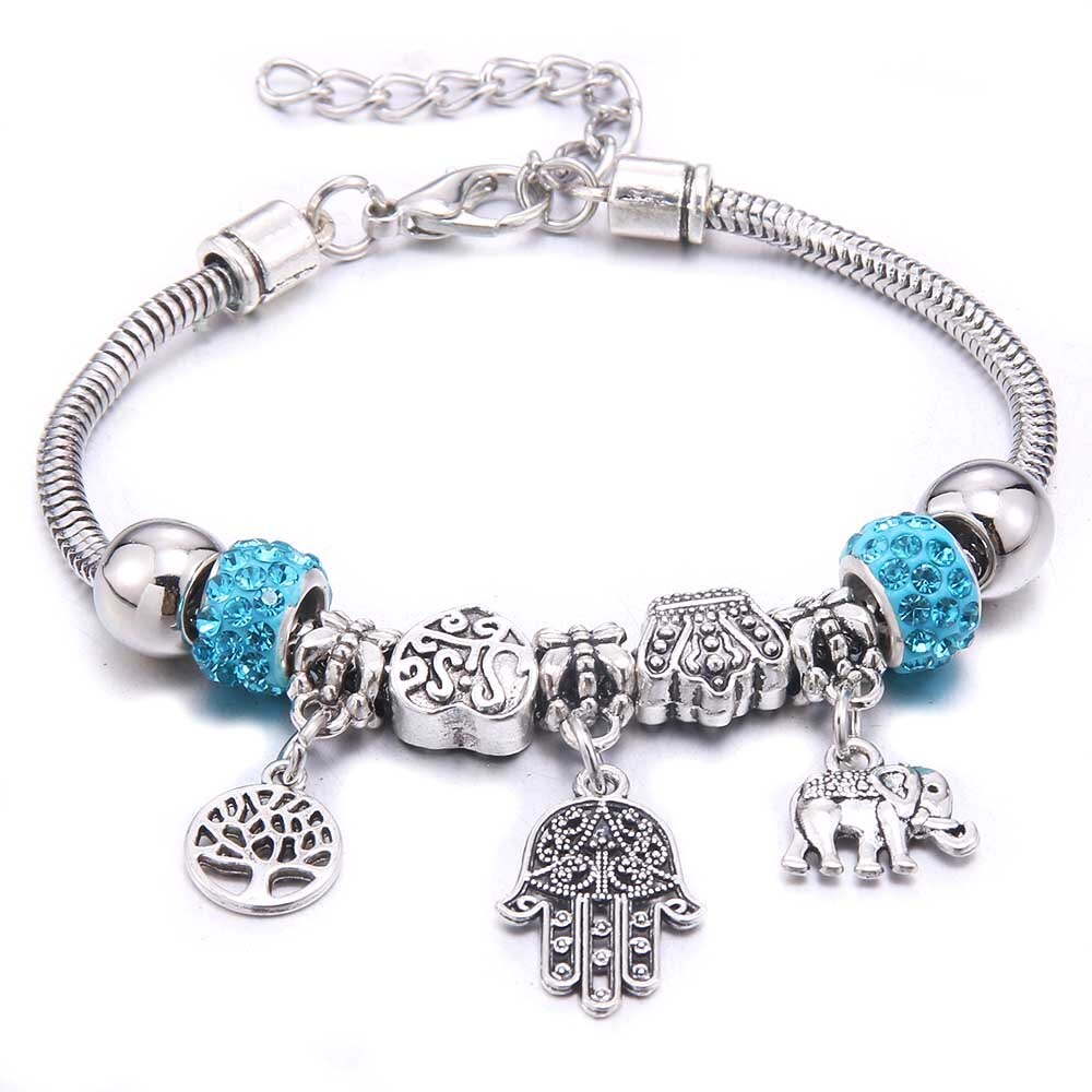 Charm Bracelet & Bangles Jewelry white butterfly Crown Beads Bracelets Brands Bracelets Fit Women Girl Friendship Gift