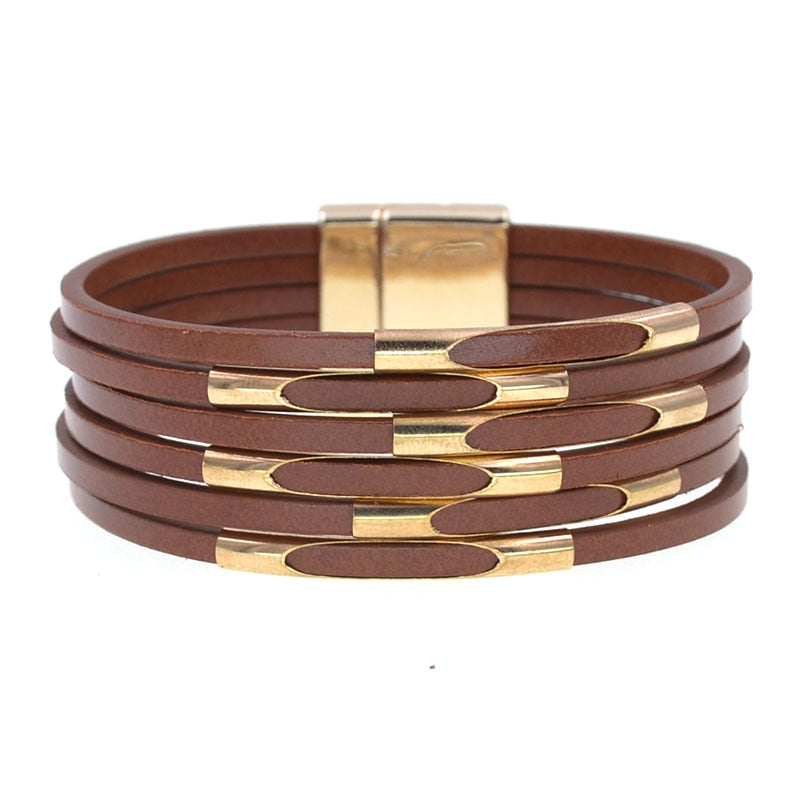 WELLMORE Leather Bracelets for Women 2020 Fashion Bracelets & Bangles Elegant Multilayer Wide Wrap Bracelet Jewelry wholesale