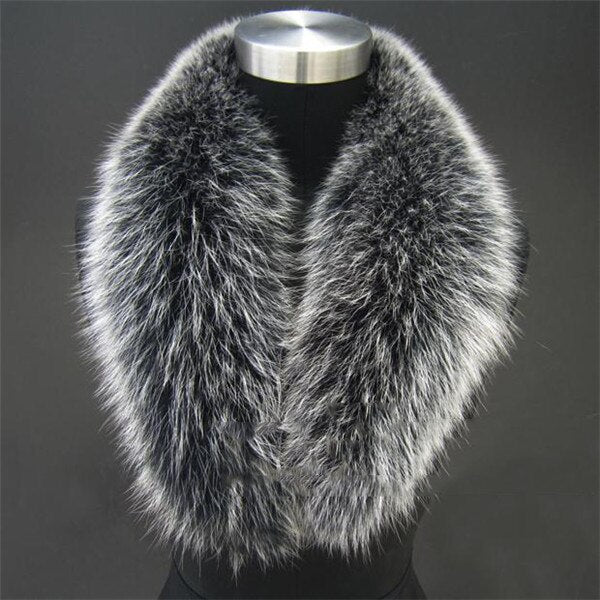 Winter Women Real silver Fox Fur Collar Fur Scarf Neck Warmer Wrap