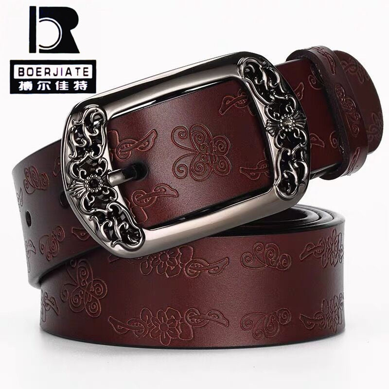 Genuine Leather Belts for Women Second Layer Cowskin Woman Belt Vintage Pin Buckle Strap Jeans