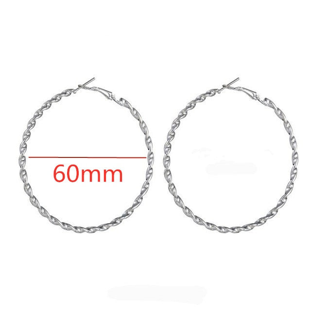 40mm 60mm 70mm 80mm Exaggerate Big Smooth Circle Hoop Earrings Brincos Simple Party Round Loop Earrings for Women Jewelry