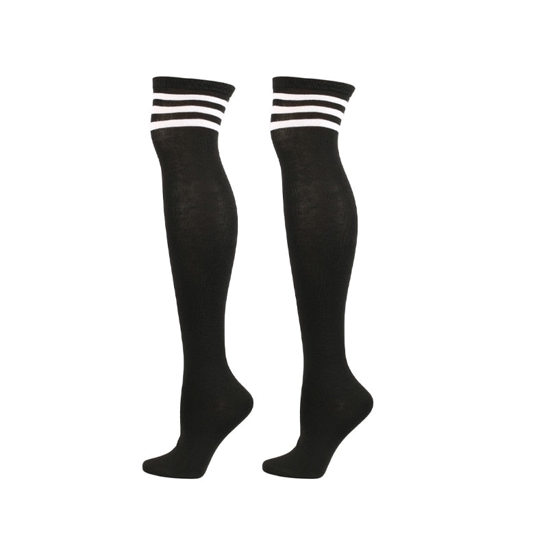 Classic wild stripes Fashion Three Bars Knee Socks Dance Pantyhose Stockings Breathable College style High-Top Women's Socks