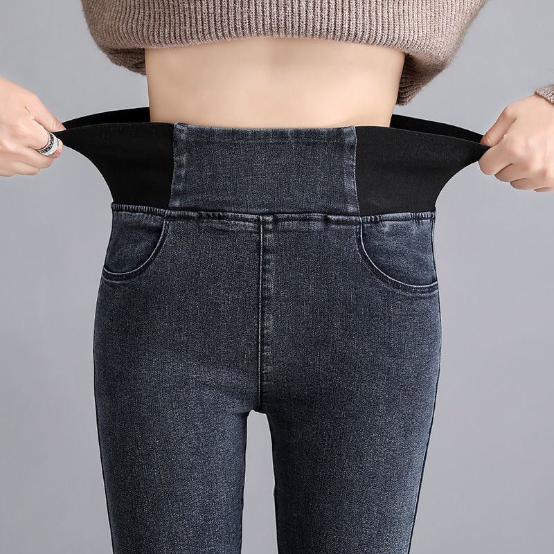 Oversize jeans women plus size 26-38 skinny denim pencil pants high waist black Stretch Waist trousers ladies retro Jeans