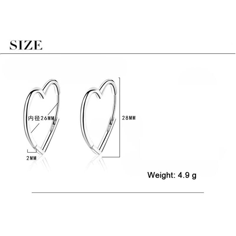 XIYANIKE Silver Color  New Trendy Elegant Heart Stud Earrings For Women Korean Style Charming Simple Ear Hoops Jewelry