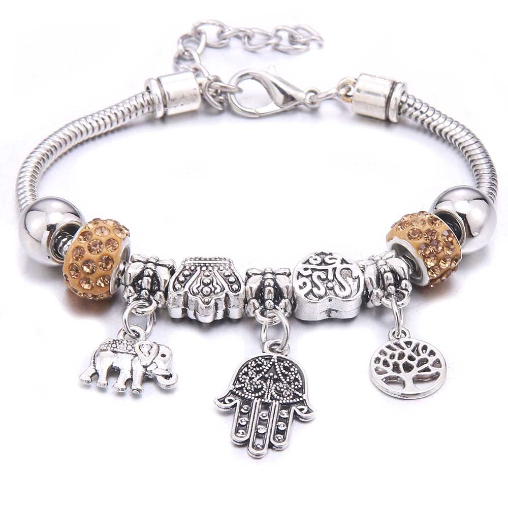 Charm Bracelet & Bangles Jewelry white butterfly Crown Beads Bracelets Brands Bracelets Fit Women Girl Friendship Gift