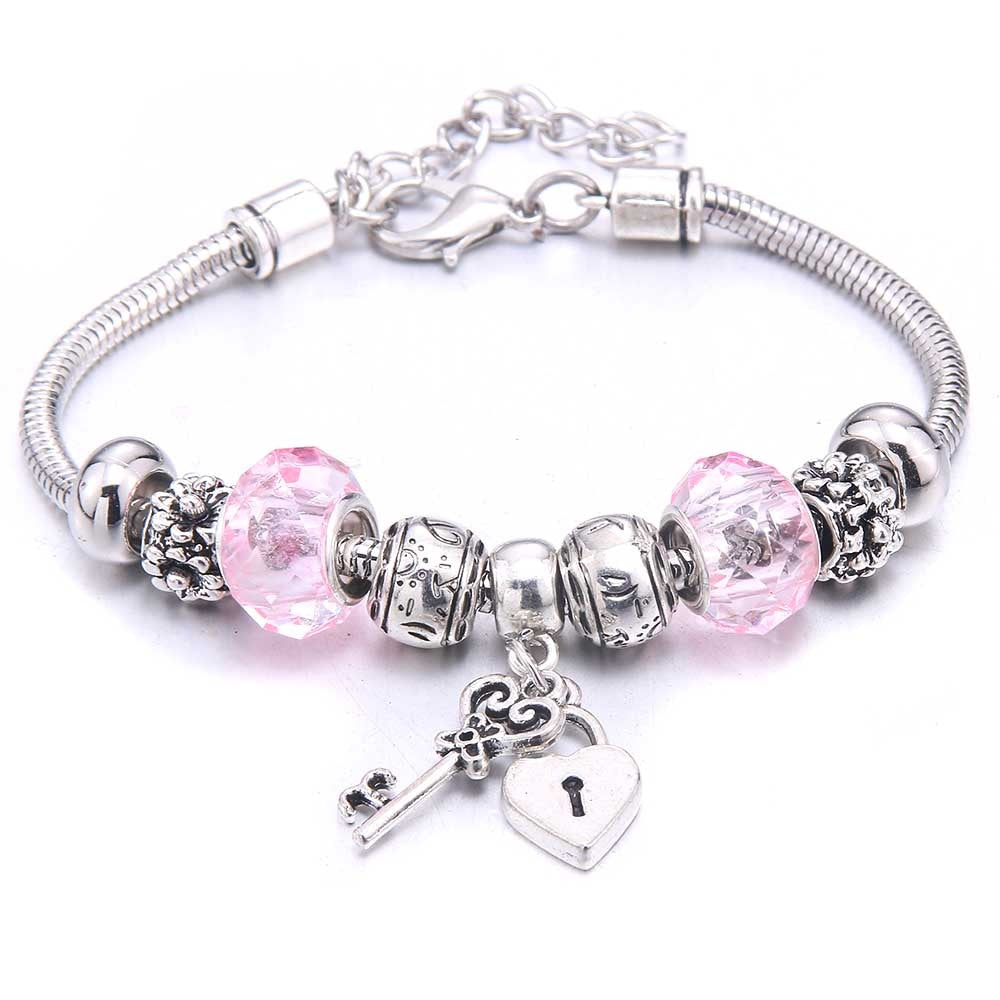 Charm Bracelet & Bangles Jewelry white butterfly Crown Beads Bracelets Brands Bracelets Fit Women Girl Friendship Gift