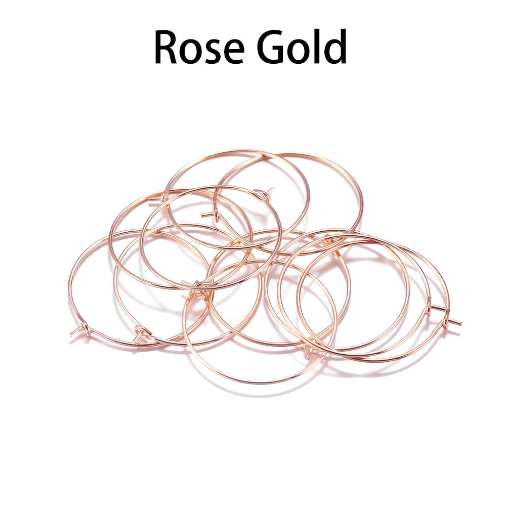 20-50pcs/lot 20 25 30 35 mm  KC Gold Hoops Earrings Big Circle Ear Wire Hoops Earrings Wires For DIY Jewelry Making Supplies