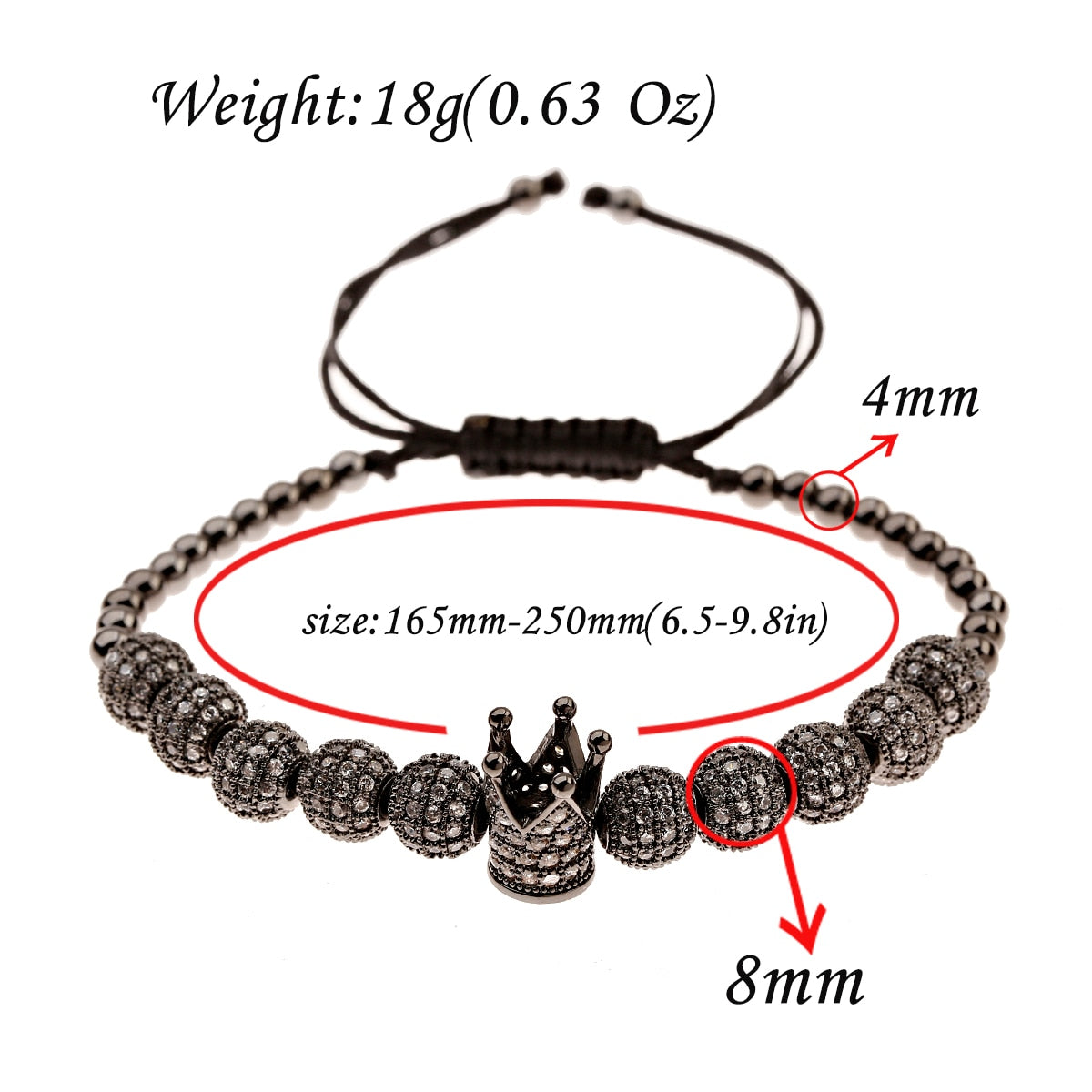 Luxury CZ King Crown Charm Men&#39;s Copper Bead Macrame Bracelets Fashion Geometric Long Tube Set Bracelets&amp;Bangles For Women