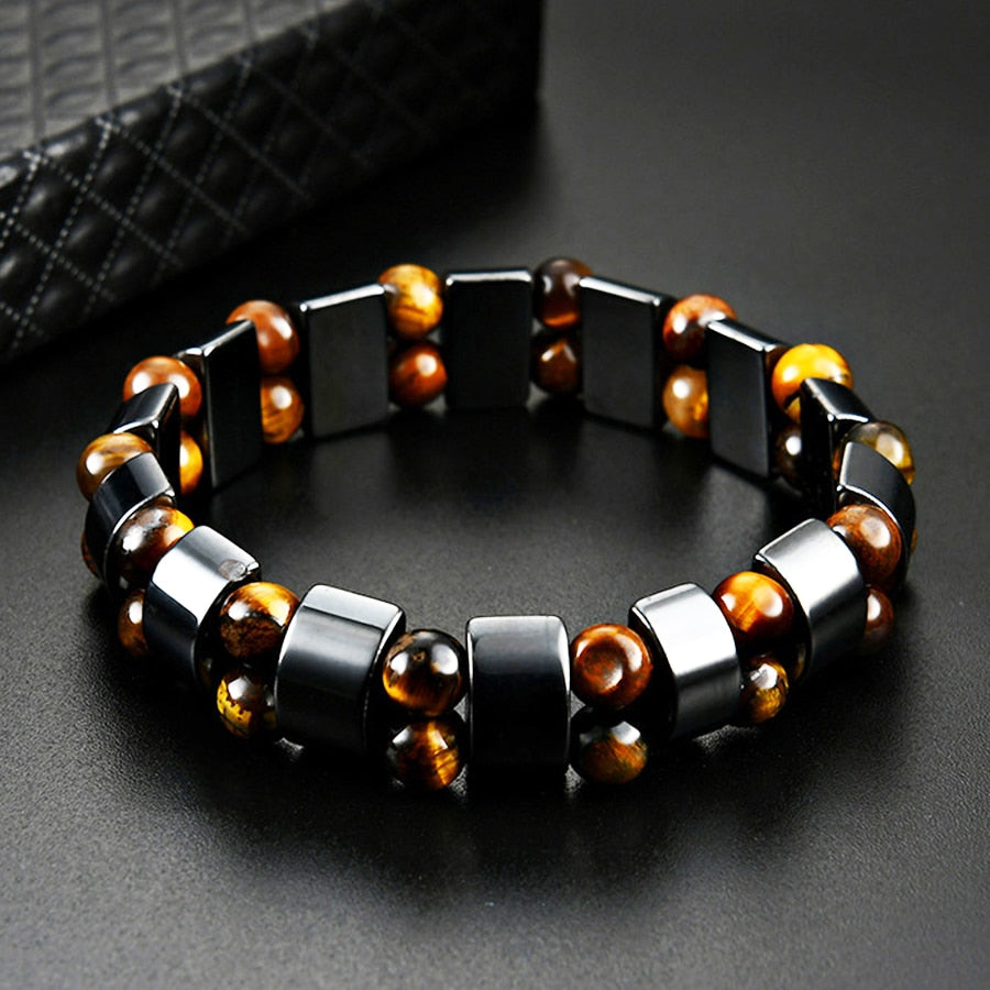 Double Hematite Tiger&#39;s Eye Bracelets Men Tiger Eye &amp; Hematite Charm Bracelets for Women Natural Energy Stone Bracelet Jewelry