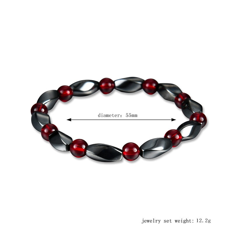 Fashion Red Agates Hematite Bracelets Men Positive Energy Hematite Charm Bracelets Women Natural Stone Lucky Bracelet Jewelry