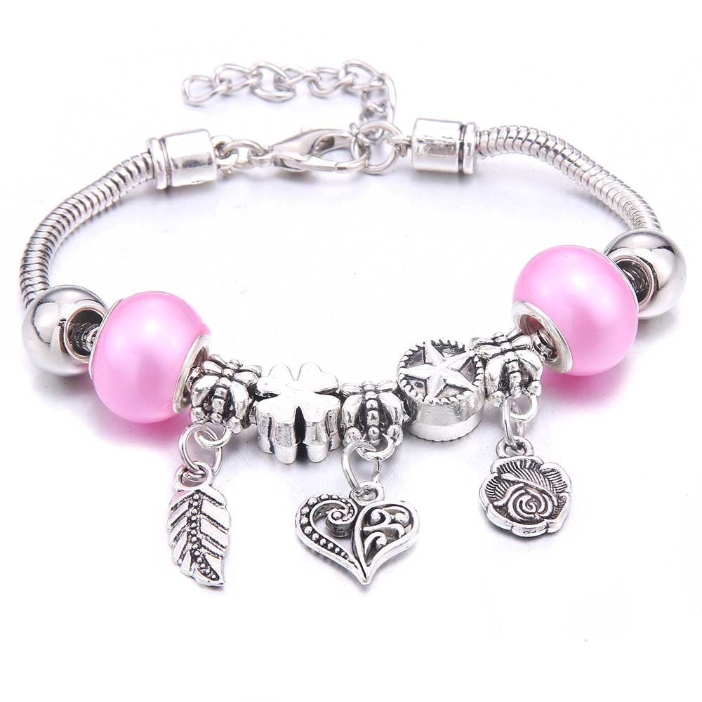 Charm Bracelet & Bangles Jewelry white butterfly Crown Beads Bracelets Brands Bracelets Fit Women Girl Friendship Gift