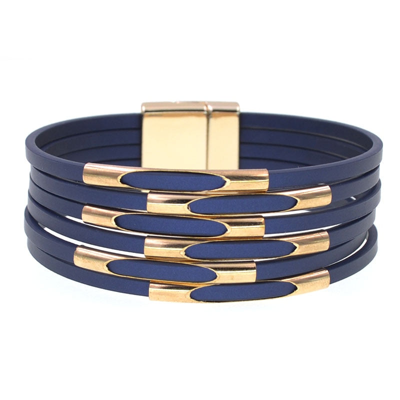 WELLMORE Leather Bracelets for Women 2020 Fashion Bracelets & Bangles Elegant Multilayer Wide Wrap Bracelet Jewelry wholesale