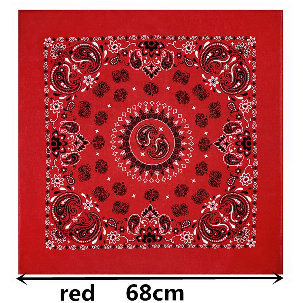 68*68cm 100% Cotton Black Red Hip-Hop Paisley Bandanas Scarf Punk Skull Bandana Headband Wrap Scarf For Men/Women