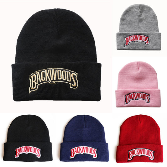 New Knitted Hat Beanies Backwoods Lettering Cap Women Winter Hats for Men Warm Hat Fashion Solid Hip-hop Beanie Hat Unisex Caps