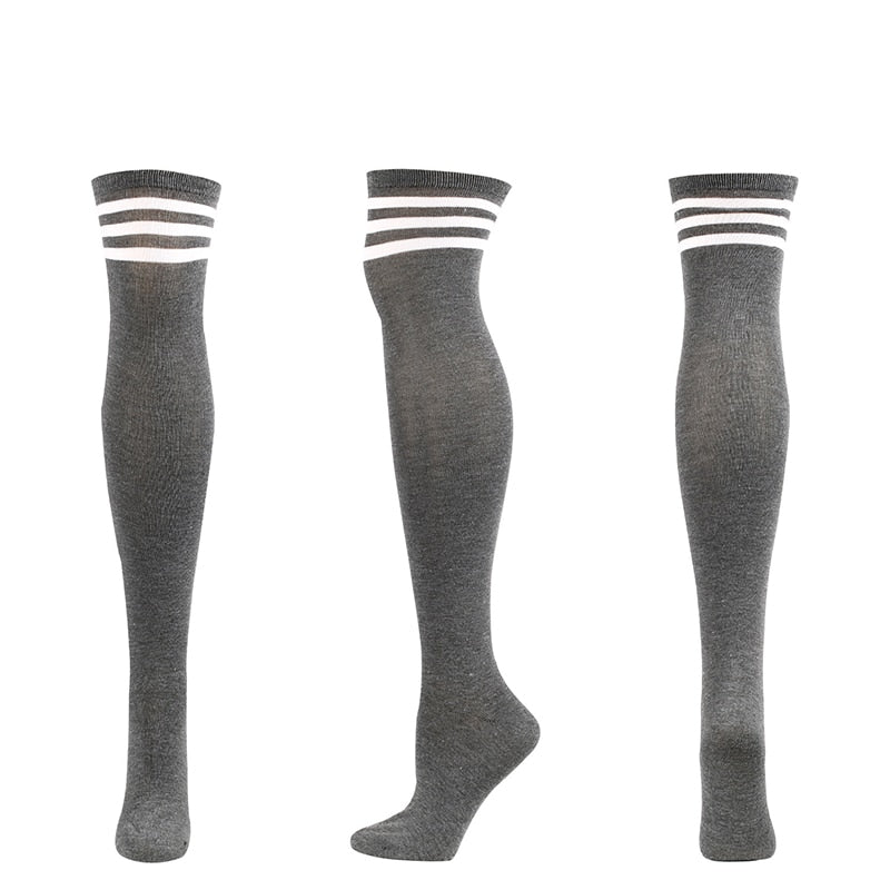 Classic wild stripes Fashion Three Bars Knee Socks Dance Pantyhose Stockings Breathable College style High-Top Women's Socks