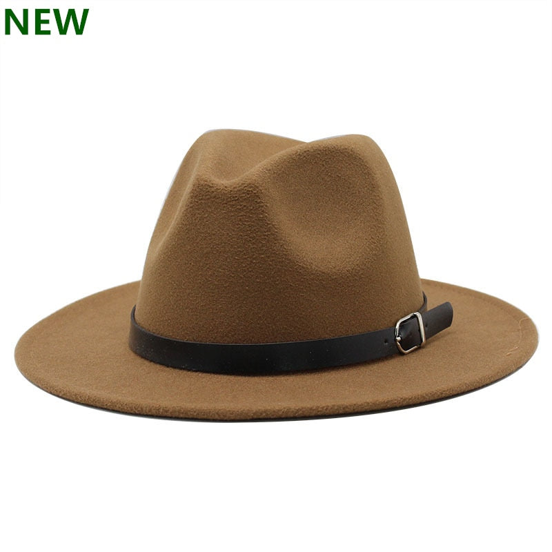 free shipping 2022 new Fashion men fedoras women&#39;s fashion jazz hat summer spring black woolen blend cap outdoor casual hat X XL