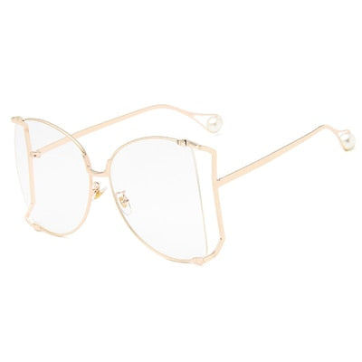 Sunglasses Women Decoration Brand Designer Half Frame Female Oversized Sun Glasses Women Clear Shade oversized Sunglasses