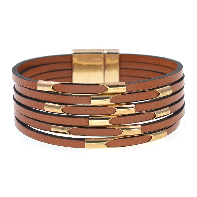 WELLMORE Leather Bracelets for Women 2020 Fashion Bracelets & Bangles Elegant Multilayer Wide Wrap Bracelet Jewelry wholesale