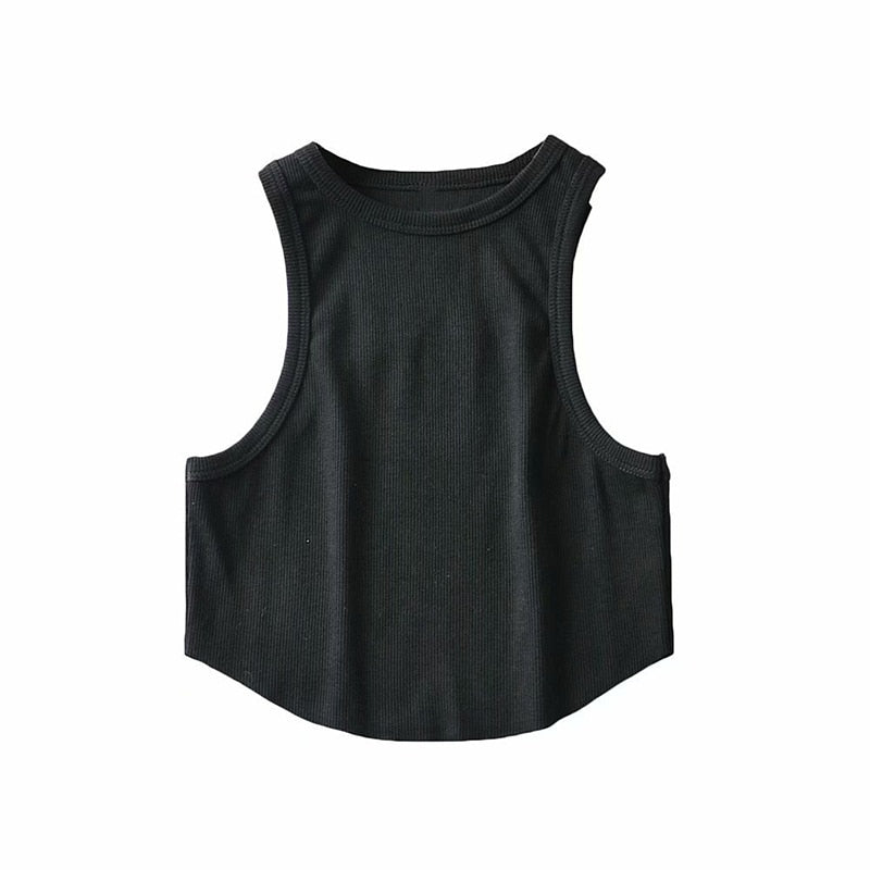 Weekeep Sleeveless Rib Knit White Casual Tank Top Women's Summer 2022 Fitness Slim Cotton Crop Tops Streetwear Basic Vest Female