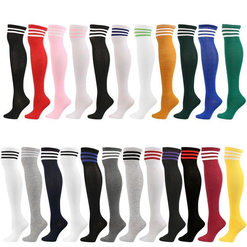 Classic wild stripes Fashion Three Bars Knee Socks Dance Pantyhose Stockings Breathable College style High-Top Women's Socks