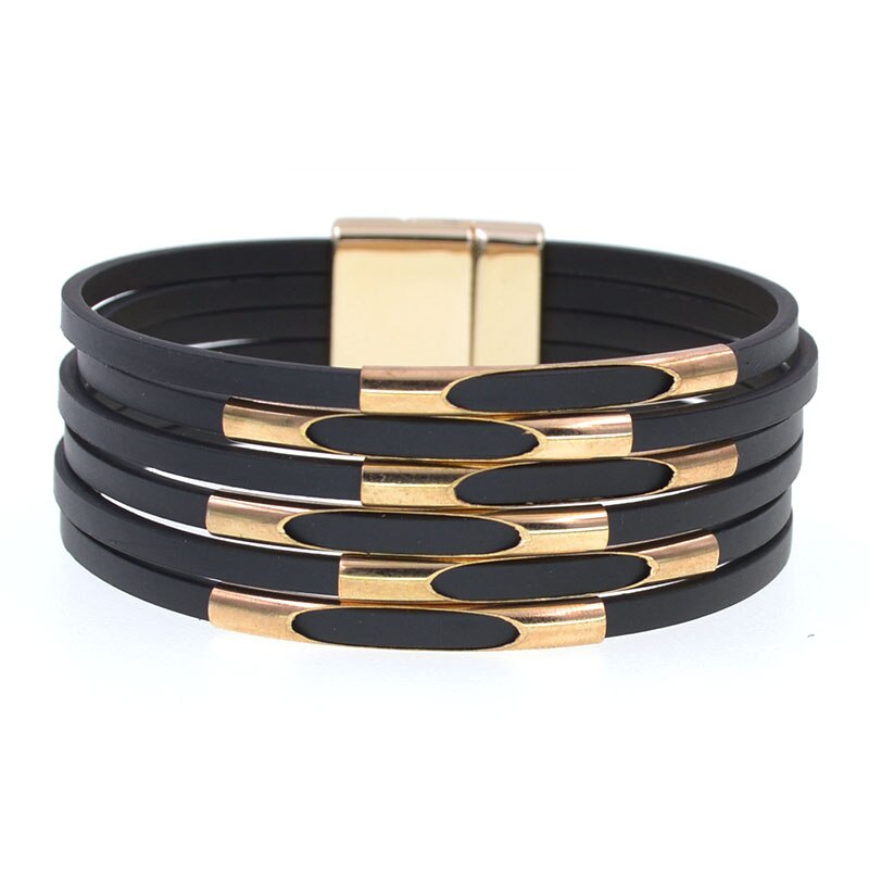 WELLMORE Leather Bracelets for Women 2020 Fashion Bracelets & Bangles Elegant Multilayer Wide Wrap Bracelet Jewelry wholesale