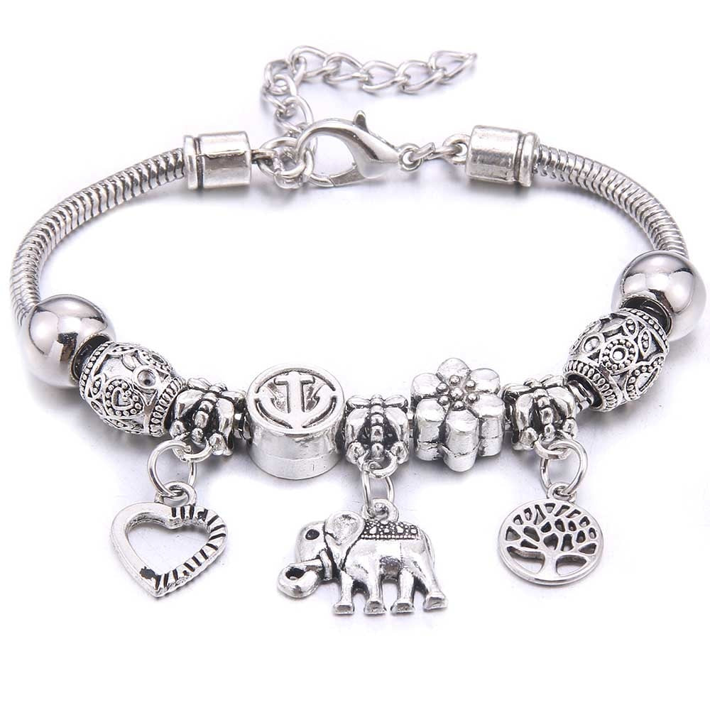 Charm Bracelet & Bangles Jewelry white butterfly Crown Beads Bracelets Brands Bracelets Fit Women Girl Friendship Gift