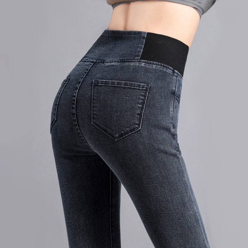 Oversize jeans women plus size 26-38 skinny denim pencil pants high waist black Stretch Waist trousers ladies retro Jeans