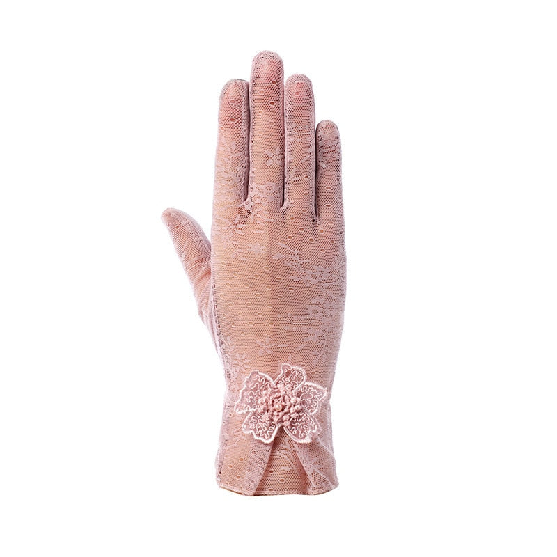 Sunscreen Lace Gloves Women Summer Spring Women Touch Screen Anti Uv Slip Resistant Driving Gloves Breathable Guantes