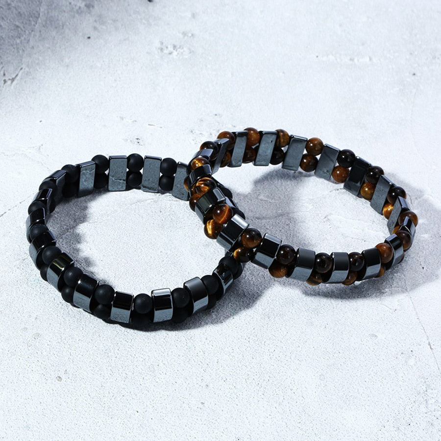 Double Hematite Tiger&#39;s Eye Bracelets Men Tiger Eye &amp; Hematite Charm Bracelets for Women Natural Energy Stone Bracelet Jewelry