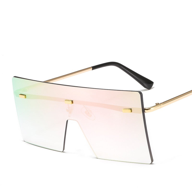 Rimless Oversized Sunglasses Women 2020 Gradient Square Sunglasses Brand Designer Men Retro Small Yellow Glasses Sunnies UV400