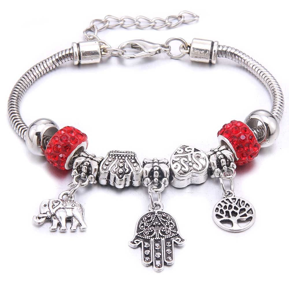 Charm Bracelet & Bangles Jewelry white butterfly Crown Beads Bracelets Brands Bracelets Fit Women Girl Friendship Gift