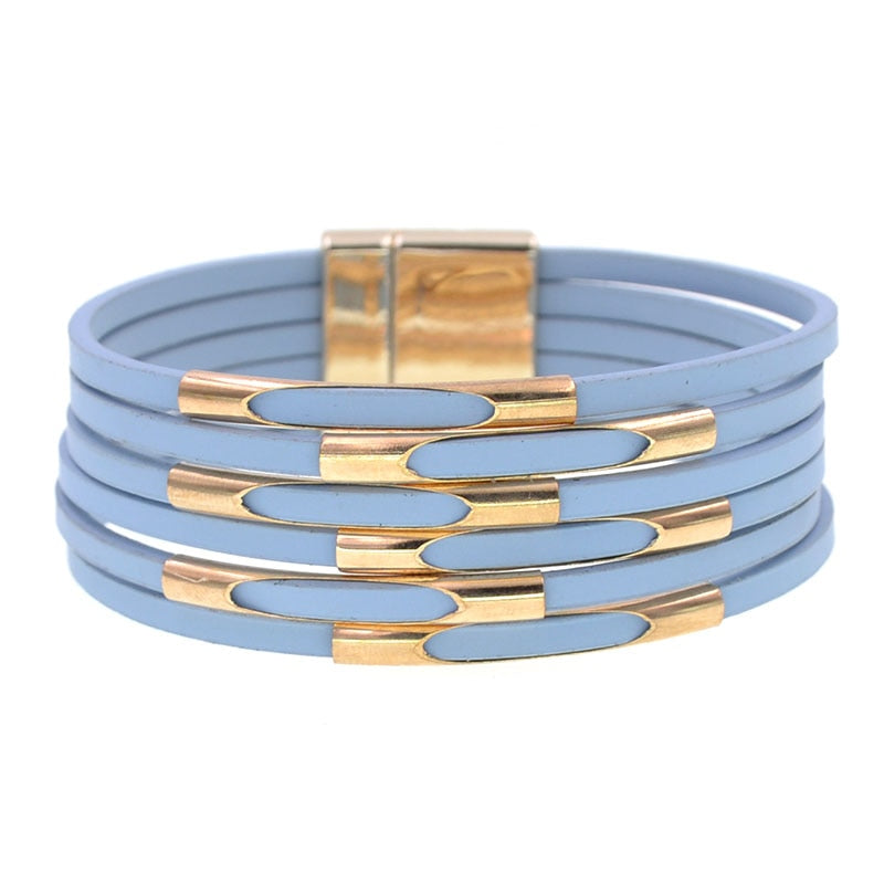 WELLMORE Leather Bracelets for Women 2020 Fashion Bracelets & Bangles Elegant Multilayer Wide Wrap Bracelet Jewelry wholesale