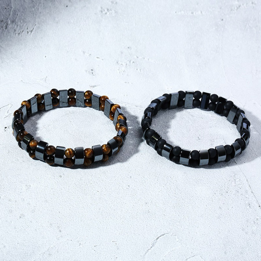 Double Hematite Tiger&#39;s Eye Bracelets Men Tiger Eye &amp; Hematite Charm Bracelets for Women Natural Energy Stone Bracelet Jewelry