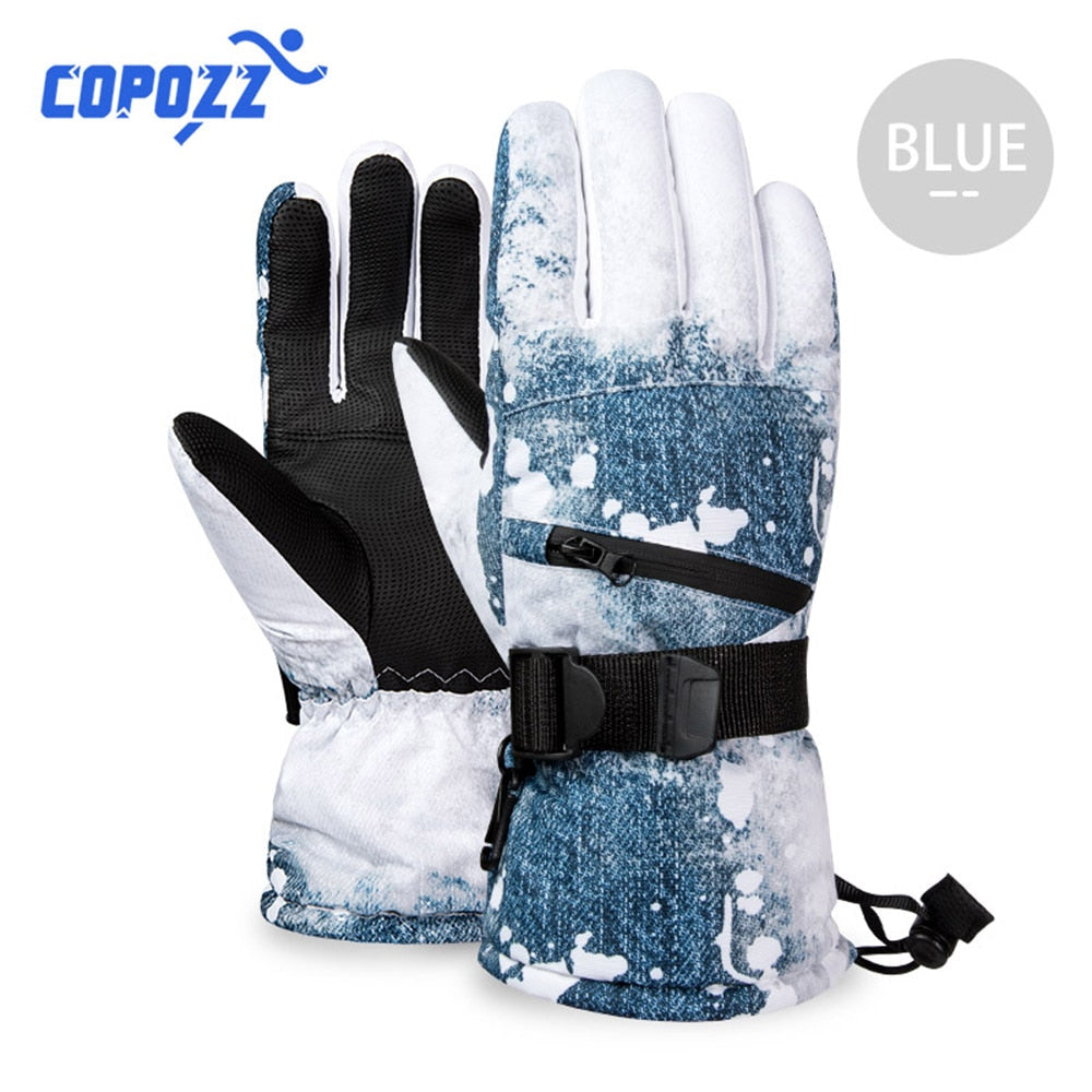 Thermal Ski Gloves Men Women Winter Fleece Waterproof Warm Child Snowboard Snow Gloves 3 Fingers Touch Screen for Skiing Riding