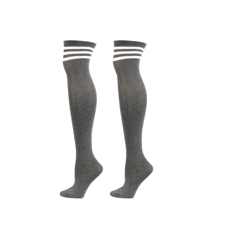 Classic wild stripes Fashion Three Bars Knee Socks Dance Pantyhose Stockings Breathable College style High-Top Women's Socks