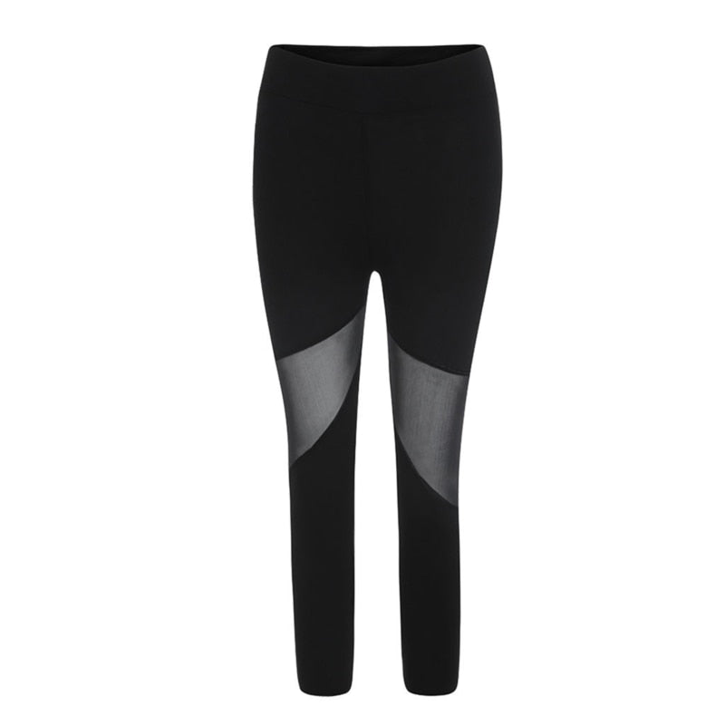 Black Patchwork Mesh Leggings Women&#39;s Jeggings Legins Women Leggins Female Elastic Pant Capri Women Fitness Leggings