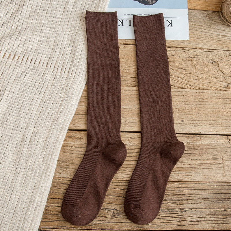 10 Colors Autumn New Women's Socks Cotton Winter Long Socks Harajuku Female Trick Warm Solid Color Sock Casual Ladies Sox