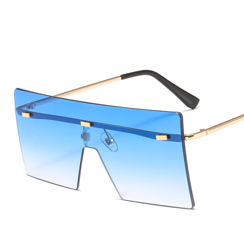 Rimless Oversized Sunglasses Women 2020 Gradient Square Sunglasses Brand Designer Men Retro Small Yellow Glasses Sunnies UV400