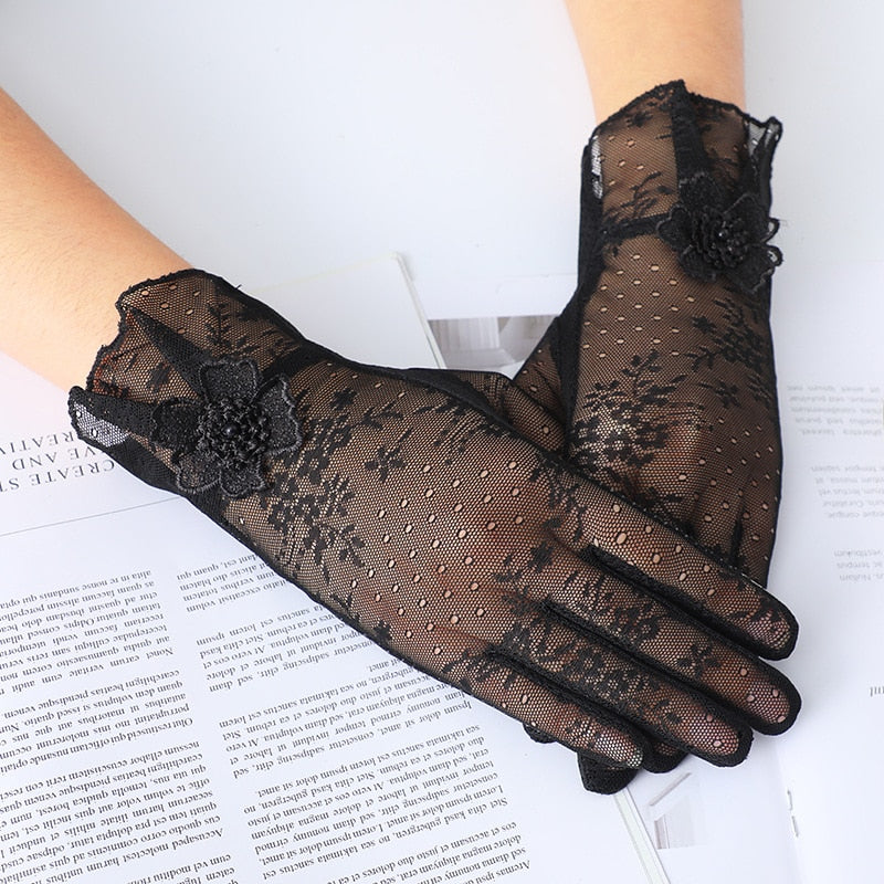 Sunscreen Lace Gloves Women Summer Spring Women Touch Screen Anti Uv Slip Resistant Driving Gloves Breathable Guantes