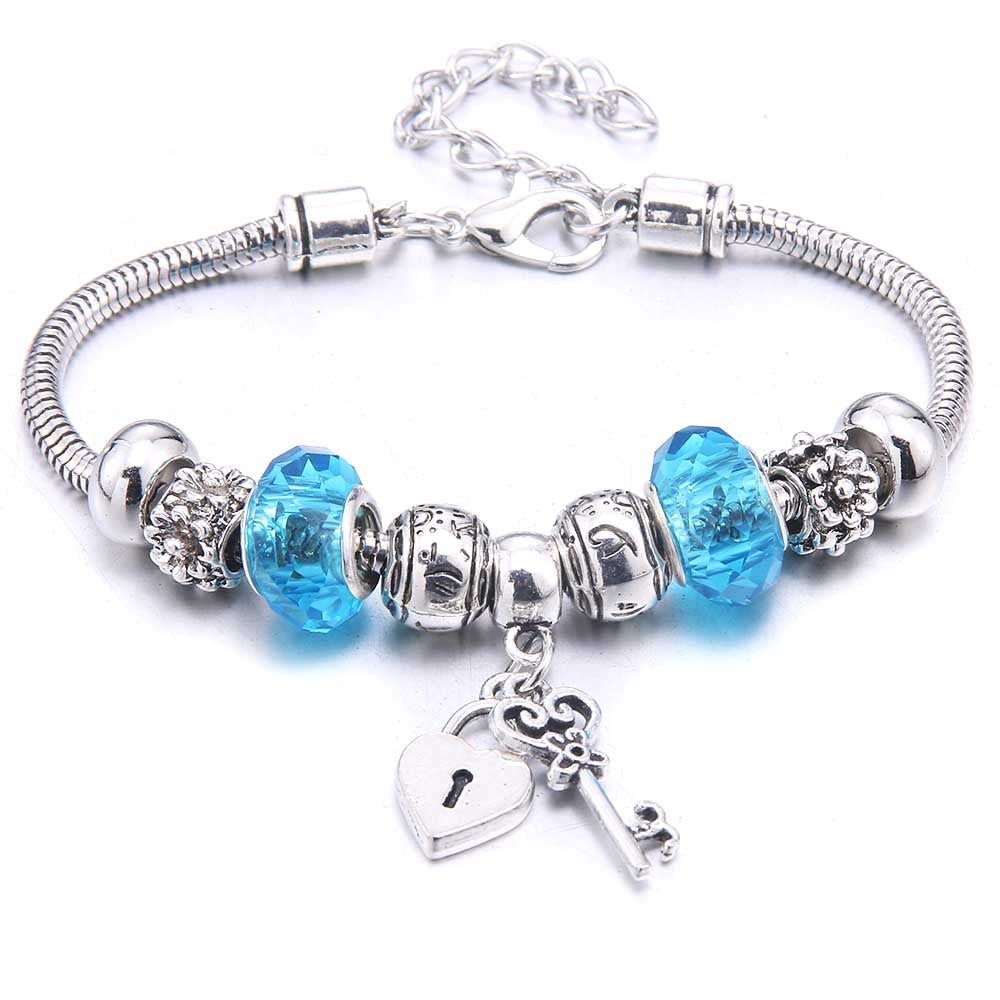 Charm Bracelet & Bangles Jewelry white butterfly Crown Beads Bracelets Brands Bracelets Fit Women Girl Friendship Gift