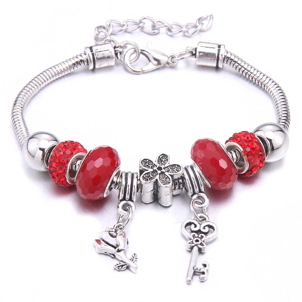 Charm Bracelet & Bangles Jewelry white butterfly Crown Beads Bracelets Brands Bracelets Fit Women Girl Friendship Gift