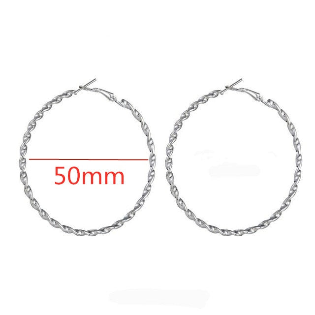 40mm 60mm 70mm 80mm Exaggerate Big Smooth Circle Hoop Earrings Brincos Simple Party Round Loop Earrings for Women Jewelry