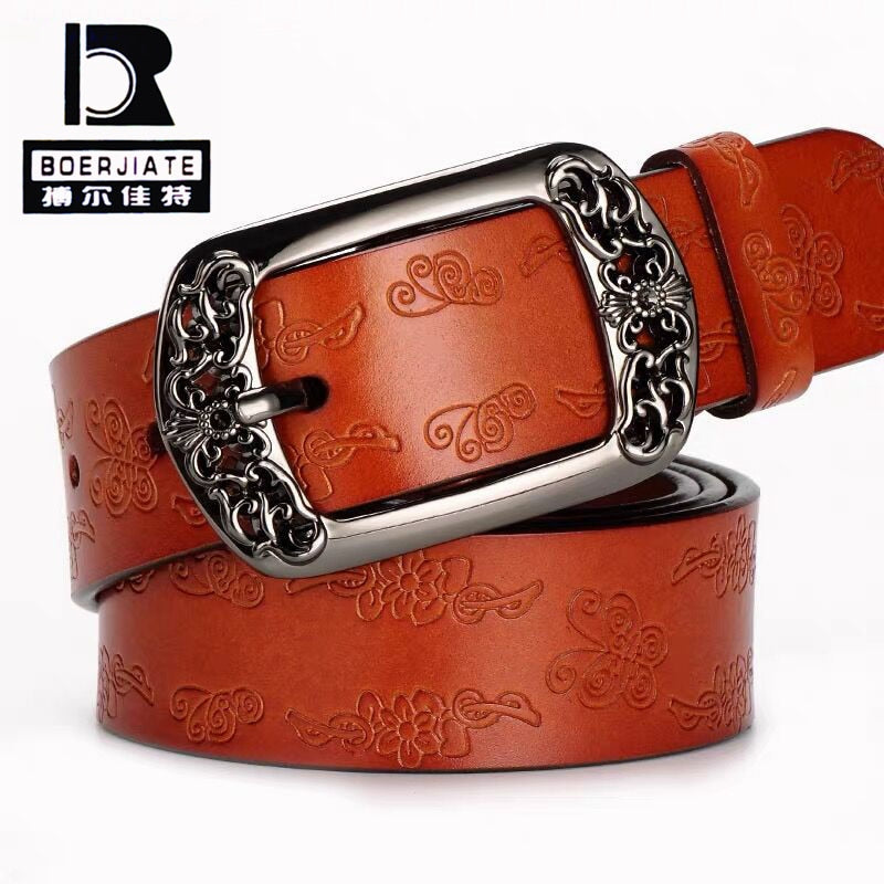 Genuine Leather Belts for Women Second Layer Cowskin Woman Belt Vintage Pin Buckle Strap Jeans