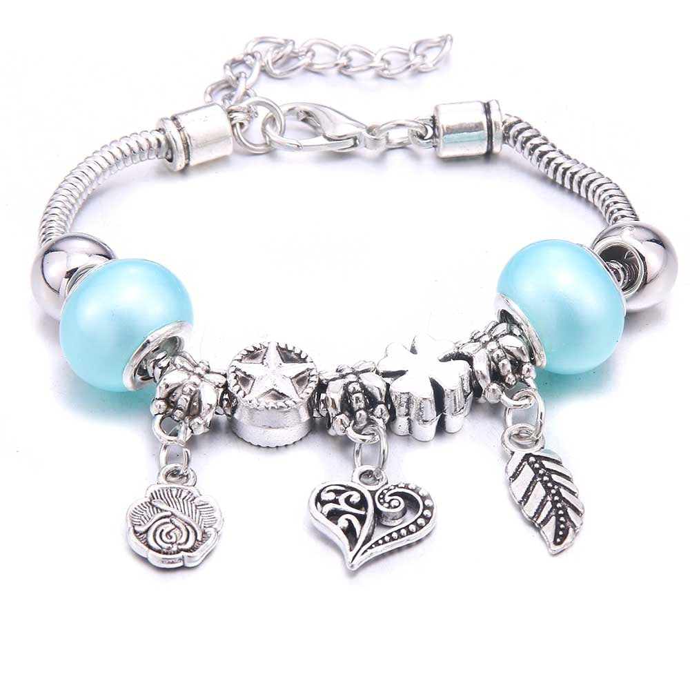 Charm Bracelet & Bangles Jewelry white butterfly Crown Beads Bracelets Brands Bracelets Fit Women Girl Friendship Gift