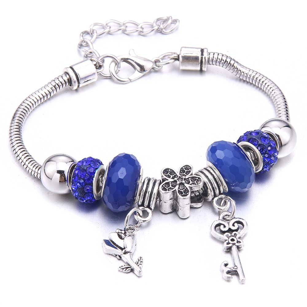 Charm Bracelet & Bangles Jewelry white butterfly Crown Beads Bracelets Brands Bracelets Fit Women Girl Friendship Gift