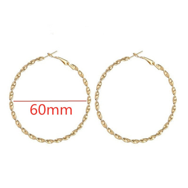 40mm 60mm 70mm 80mm Exaggerate Big Smooth Circle Hoop Earrings Brincos Simple Party Round Loop Earrings for Women Jewelry