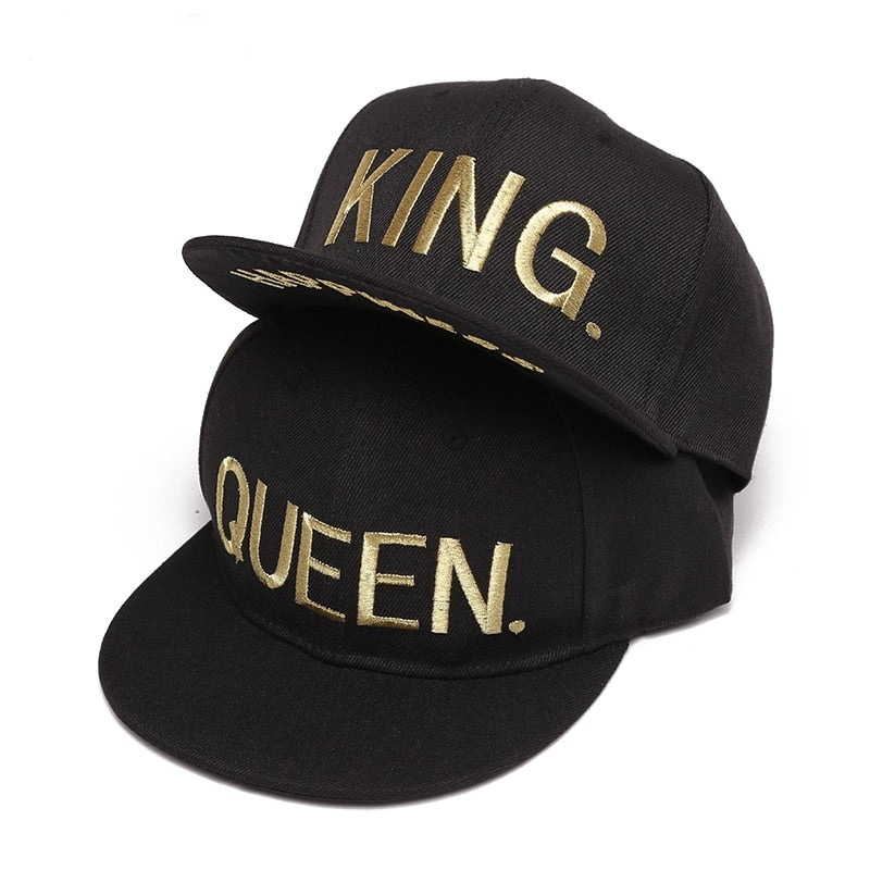 VORON KING QUEEN Gold letters Embroidery Snapback Hats Flat Bill Trucker Hats Acrylic Men Women Gifts for Him Her