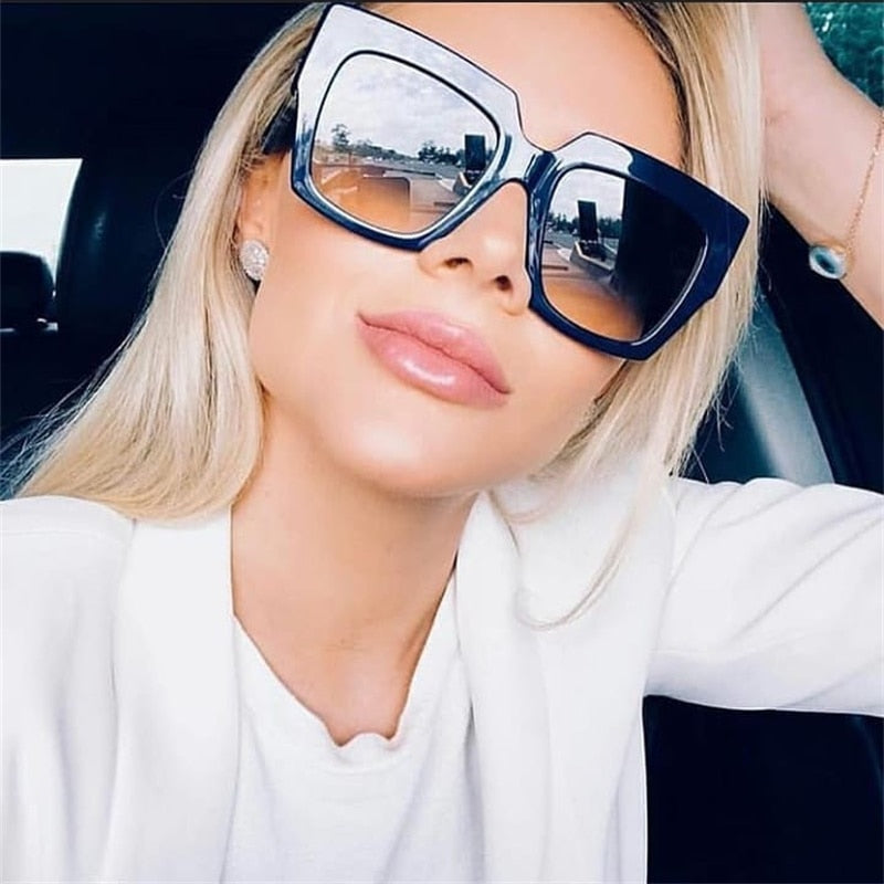 2018 New Oversized Square Sunglasses women Men luxury Brand Designer Sun glasses lady Retro Big frame Gradien Sunglasses UV400