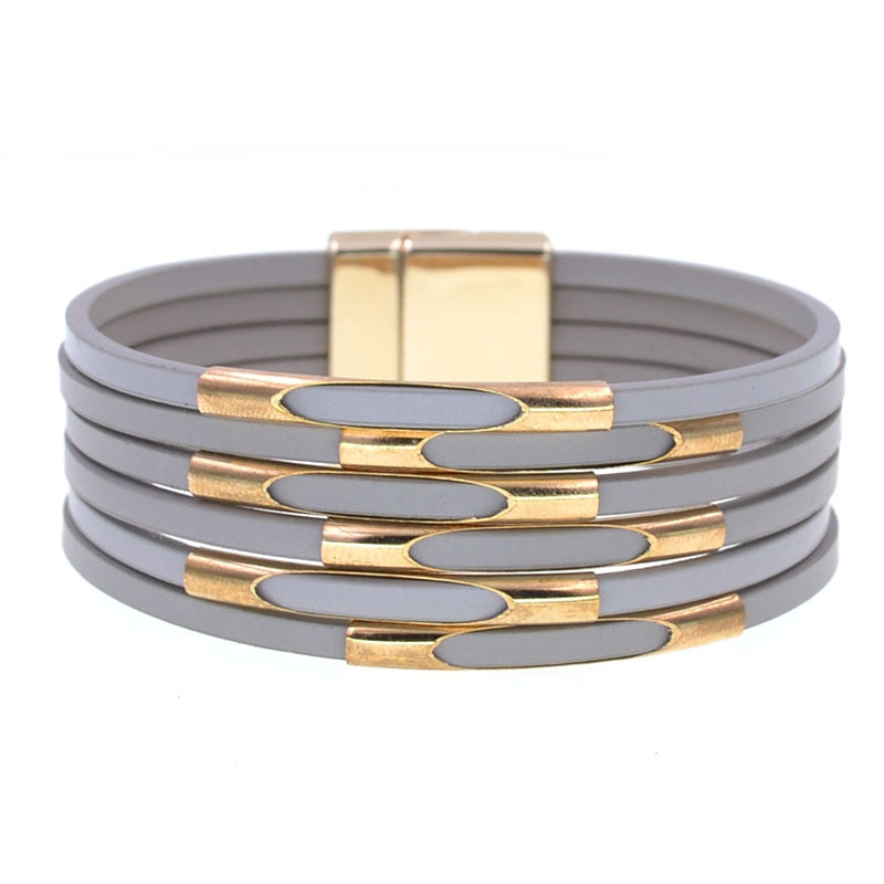 WELLMORE Leather Bracelets for Women 2020 Fashion Bracelets & Bangles Elegant Multilayer Wide Wrap Bracelet Jewelry wholesale