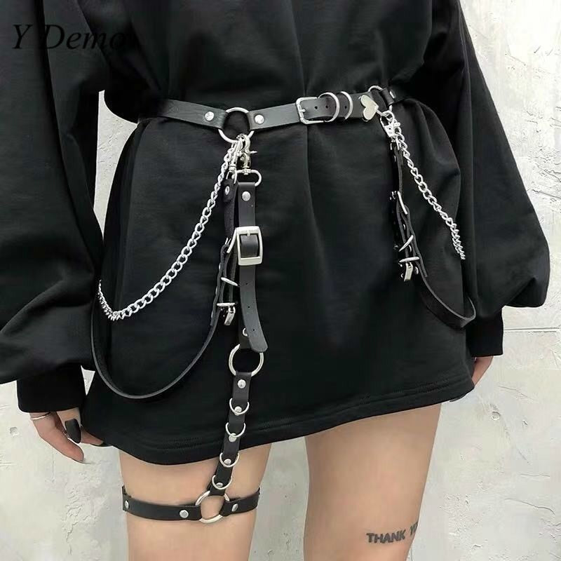 Love Heart Girl Hiphop Chain Belt Women Sweet Adjustable Disco Dancing Belt Punk Style